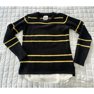 UNIF Urban Outfitters Sweater Womens Small Black Striped Layered Waffle Crewneck